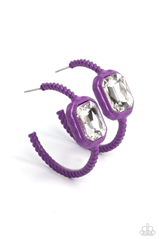 Paparazzi - Call Me TRENDY - Purple Hoop Earrings #2035