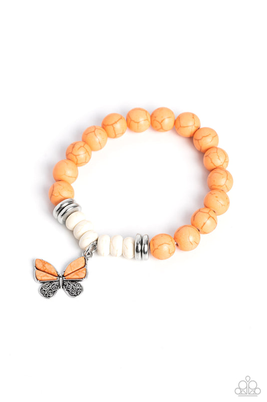 Paparazzi - Bold Butterfly - Orange Bracelets #1172