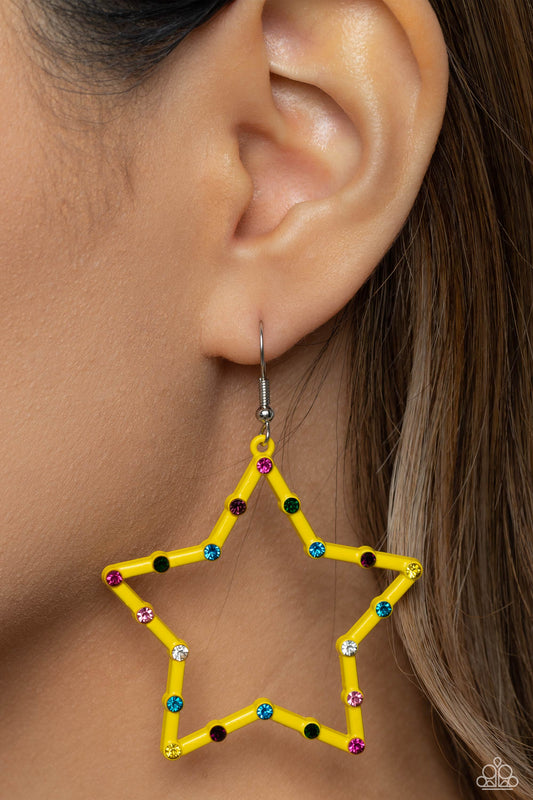 Paparazzi - Confetti Craze - Yellow Earrings  #1920