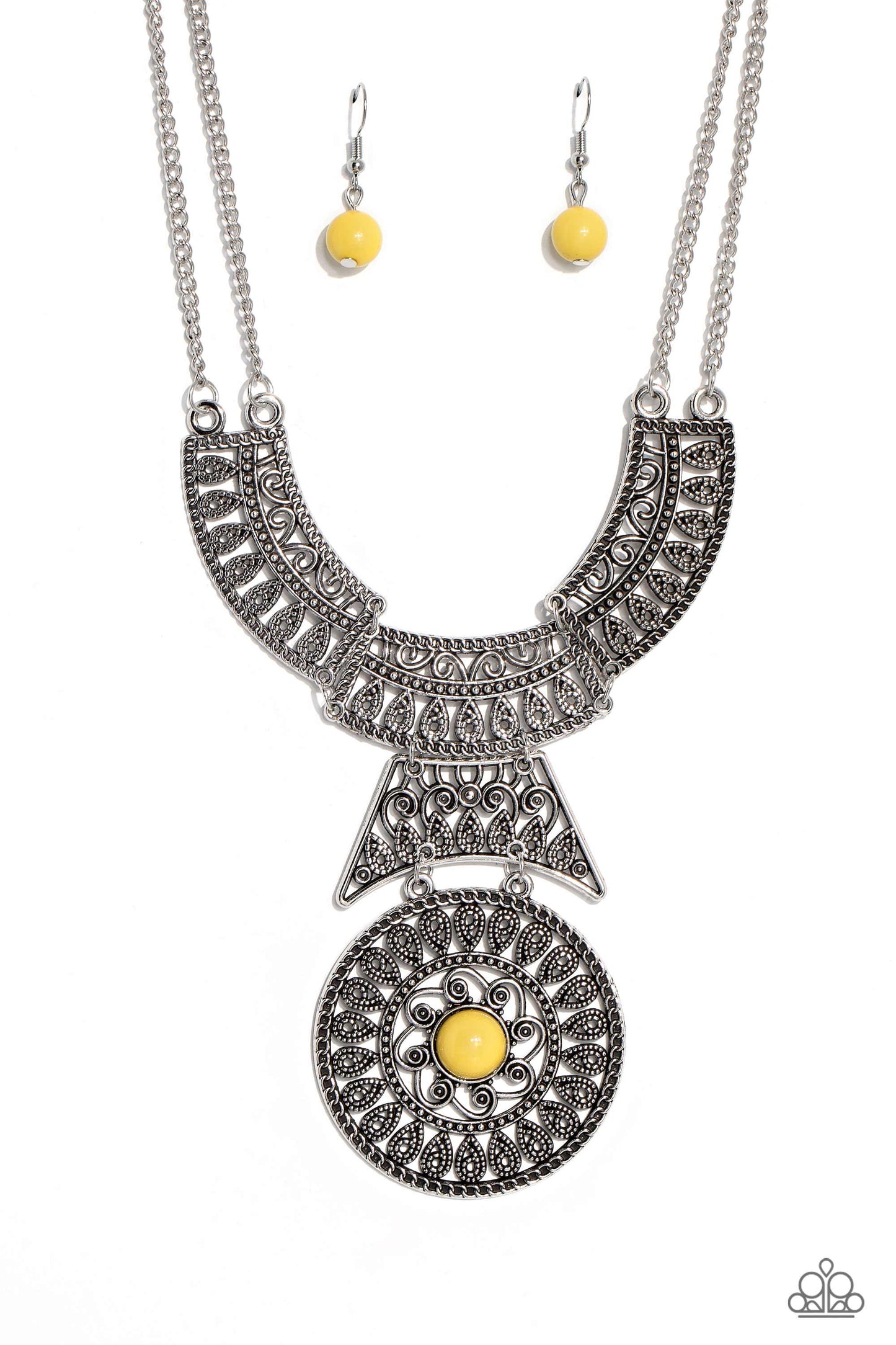 Paparazzi - Fetching Filigree - Yellow Necklaces #2123