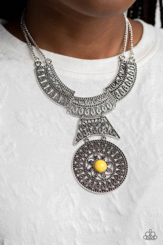 Paparazzi - Fetching Filigree - Yellow Necklaces #2123