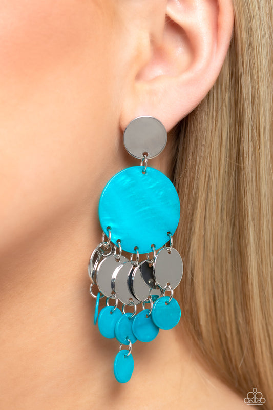 Paparazzi - SHELL of the Ball - Blue Earrings  #2070