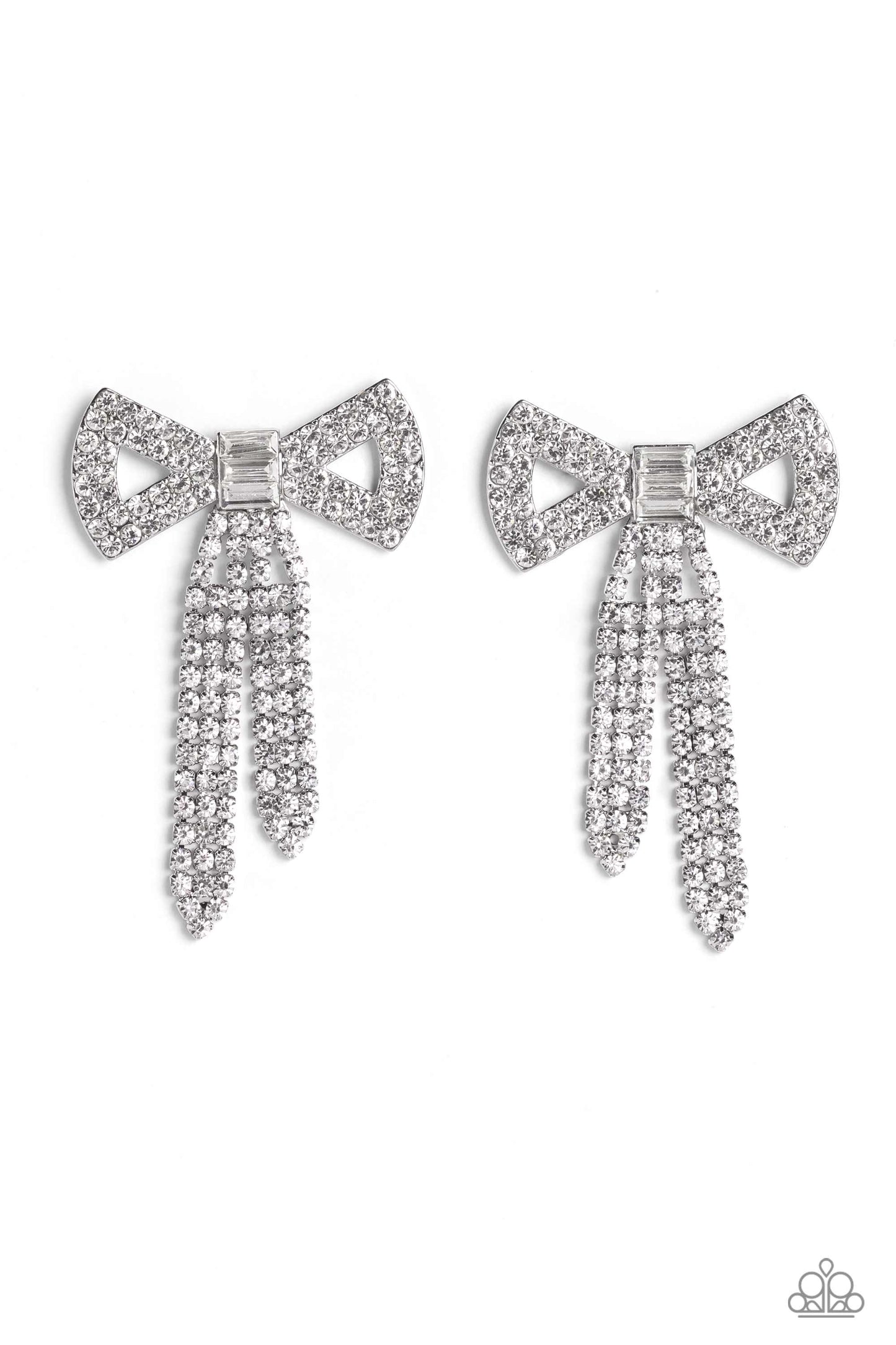 Paparazzi - Just BOW With It - White Earrings  #2210