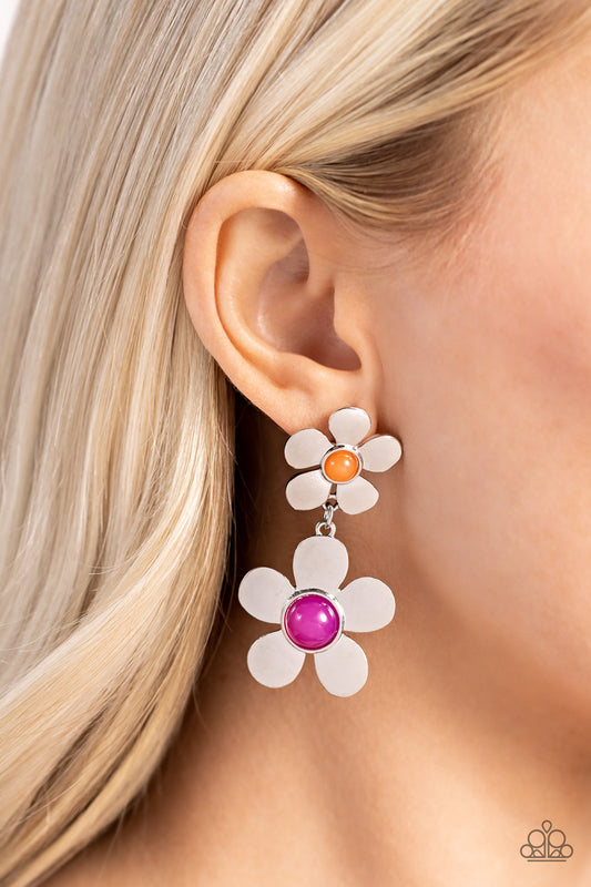 Paparazzi - Fashionable Florals - Pink Earrings  #1943