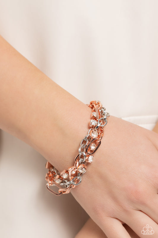 Paparazzi - Two-Tone Taste - Copper Bracelet  #1245