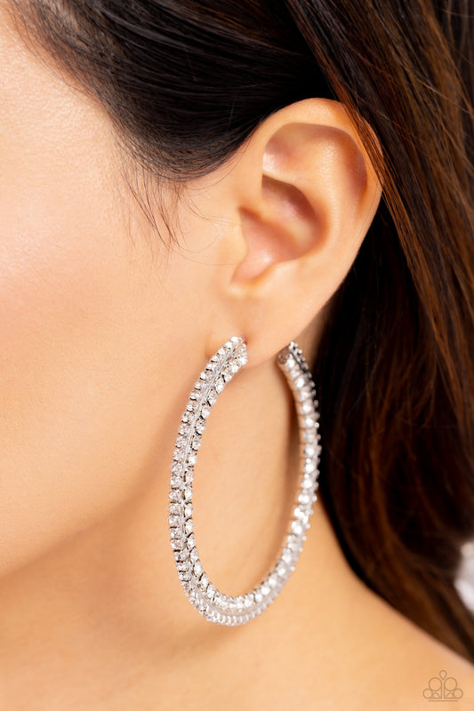 Paparazzi - Scintillating Sass - White Earrings  #0810