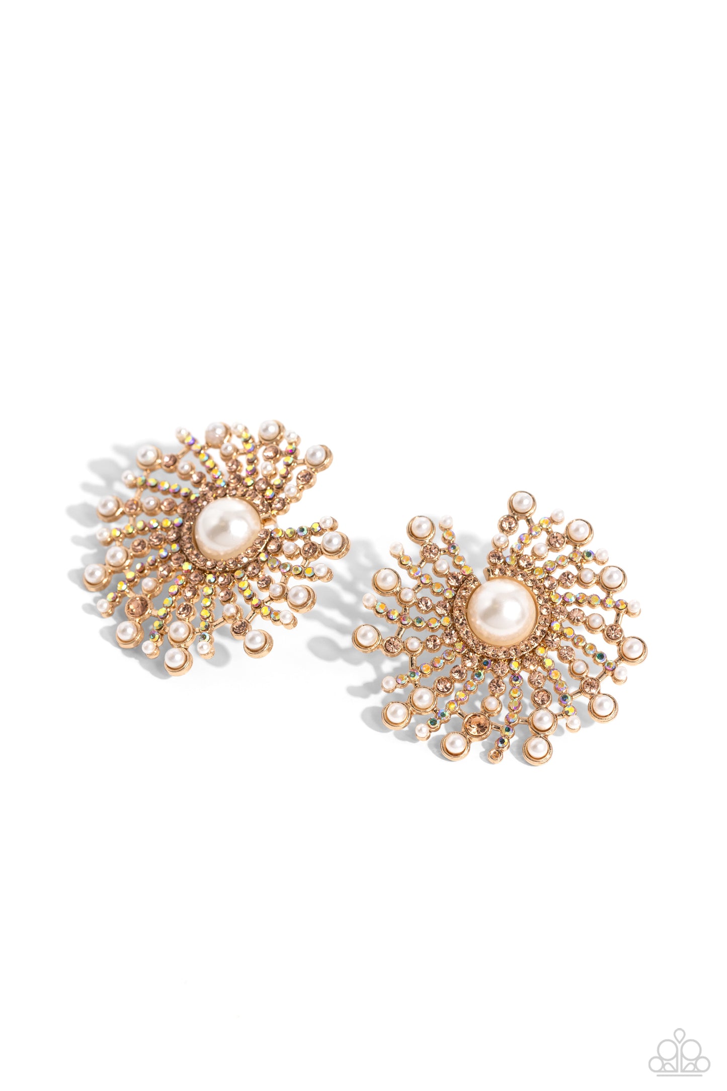 Paparazzi - Fancy Fireworks - Gold Earrings  #2255