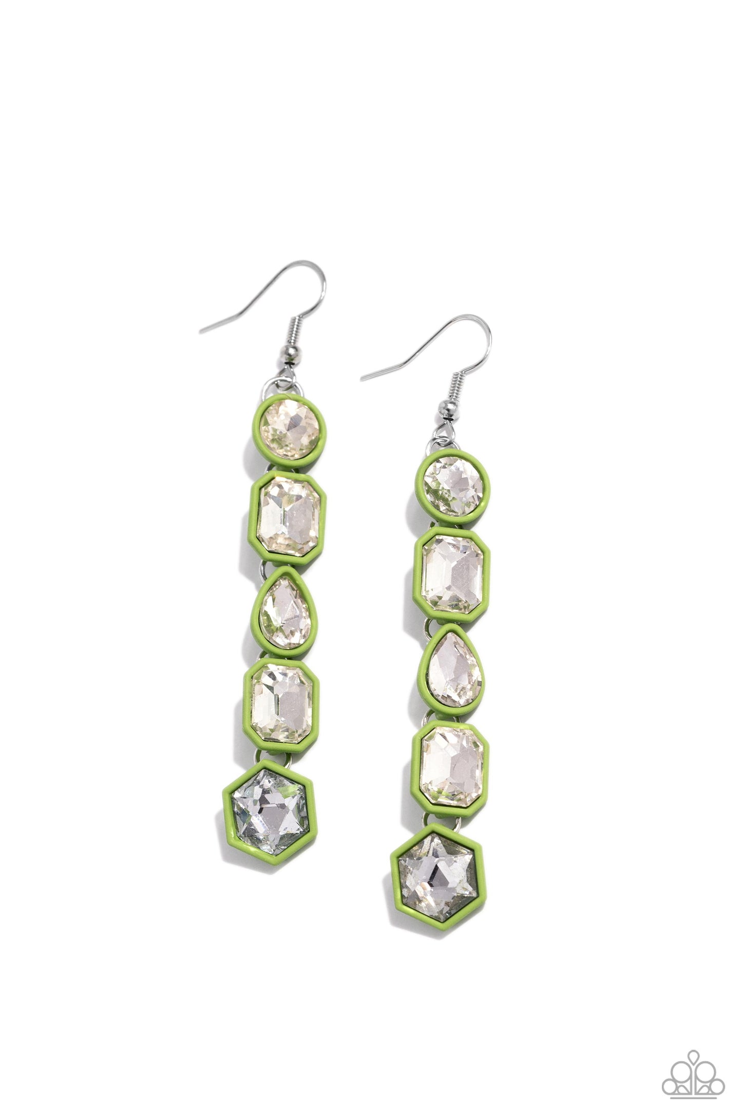 Paparazzi - Developing Dignity - Green Earrings  #2256