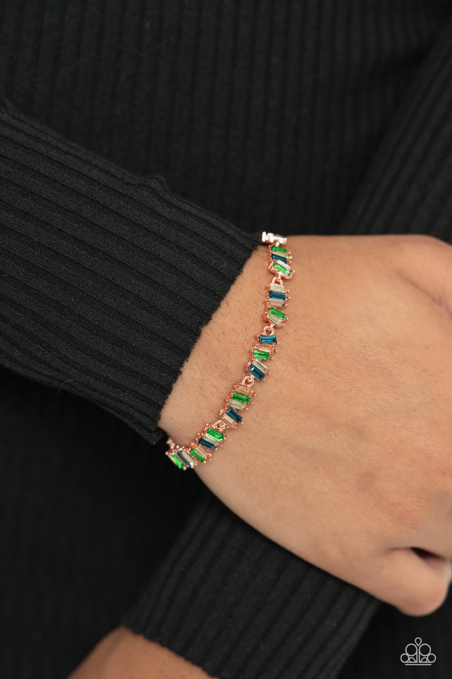 Paparazzi - Emerald Ensemble - Copper Bracelets #0552