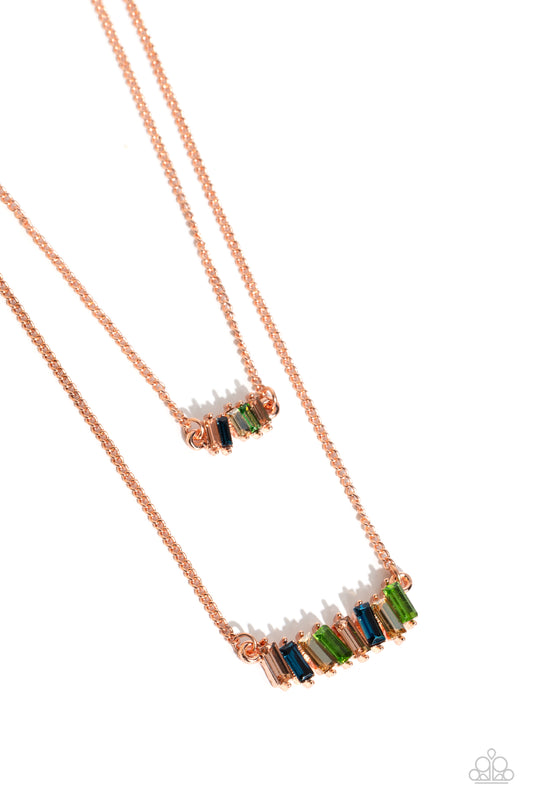 Paparazzi - Easygoing Emeralds - Copper Necklaces #2324