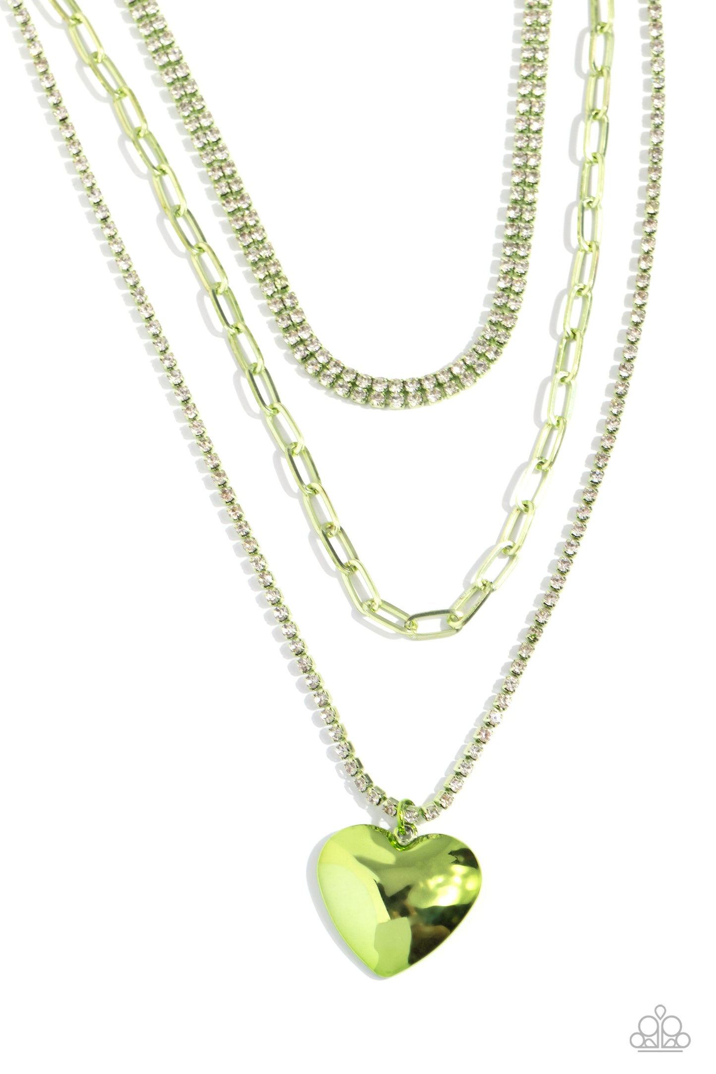 Paparazzi - Caring Cascade - Green Necklaces #2162