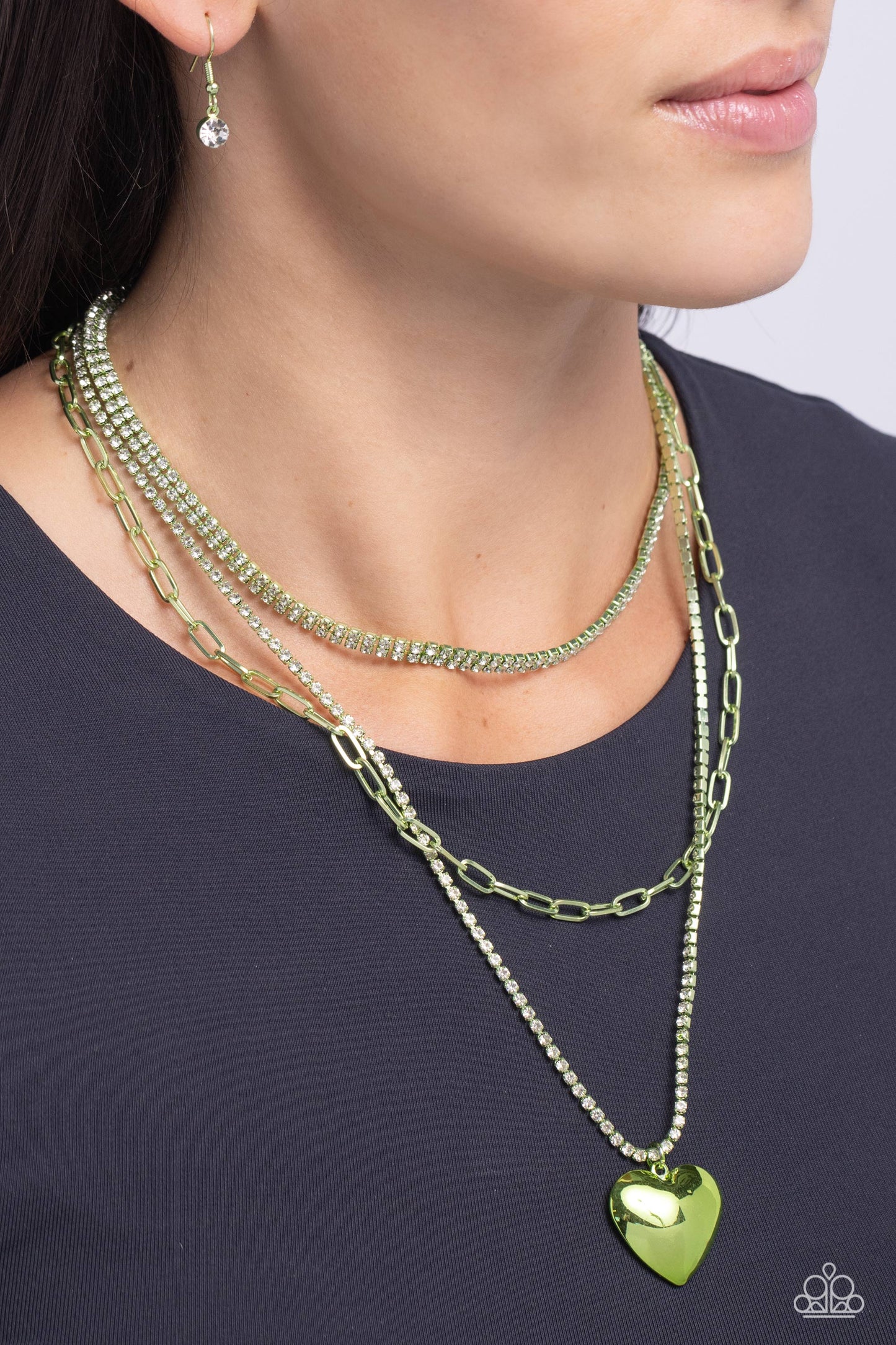 Paparazzi - Caring Cascade - Green Necklaces #2162