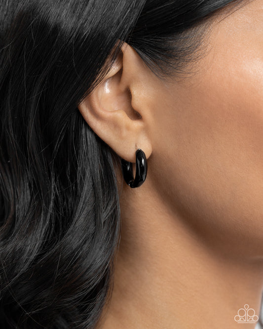 Paparazzi - Pivoting Paint - Black Earrings  #2267