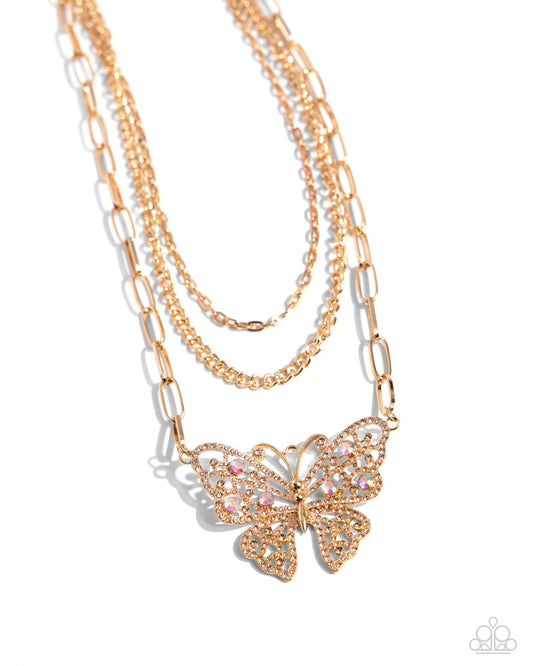 Paparazzi - Winged Wonder - Gold Necklaces  #2332