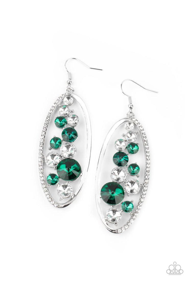 Paparazzi - Rock Candy Bubbly - Green Earrings  #0775