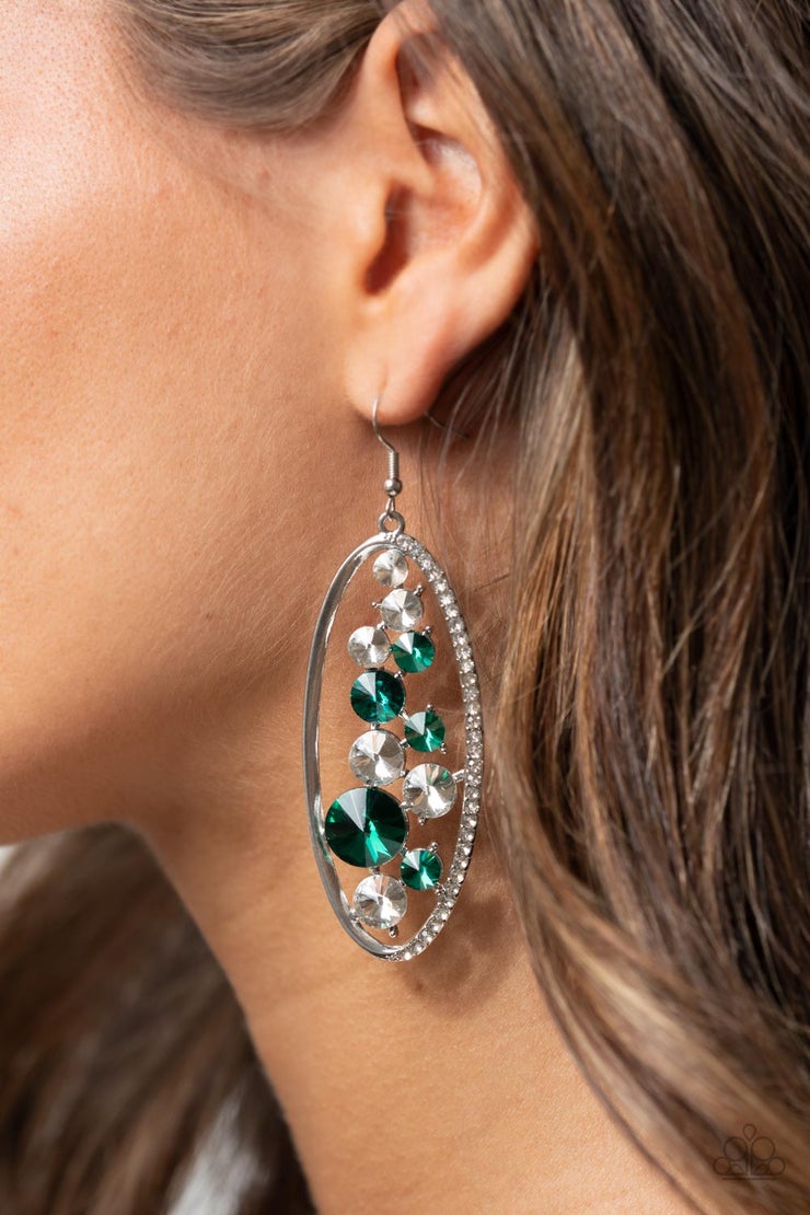 Paparazzi - Rock Candy Bubbly - Green Earrings  #0775