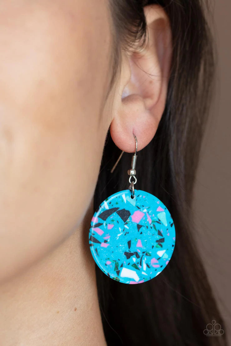 Paparazzi Tenaciously Terrazzo - Blue Earrings  #0934