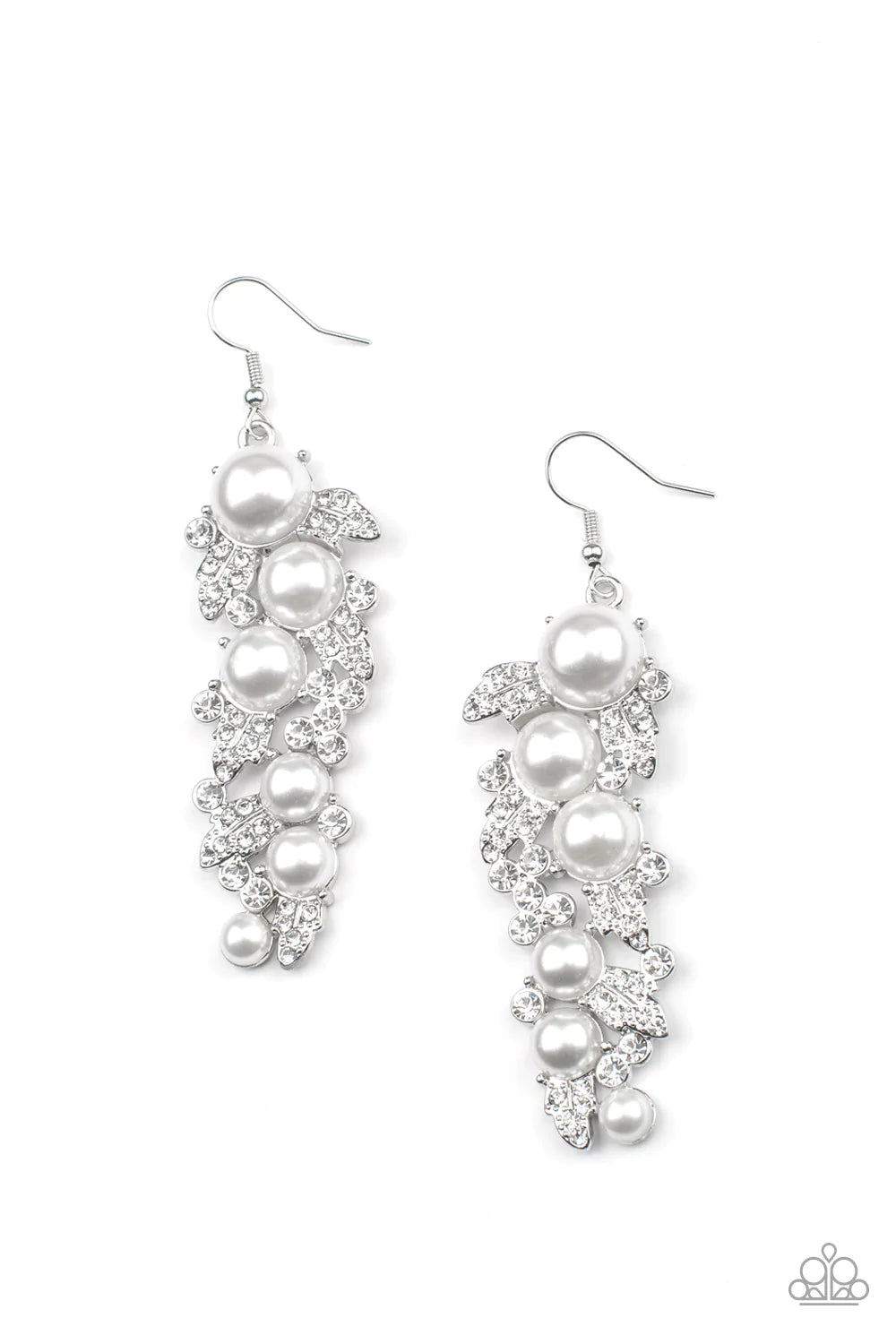 Paparazzi - The Party Has Arrived - White Earrings #1926